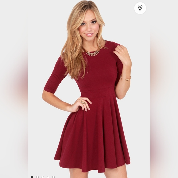 Black Swan Olivia Wine Red Skater Dress - Picture 1 of 9
